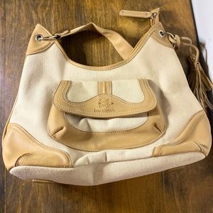 Stone Mountain canvas and genuine leather handbag